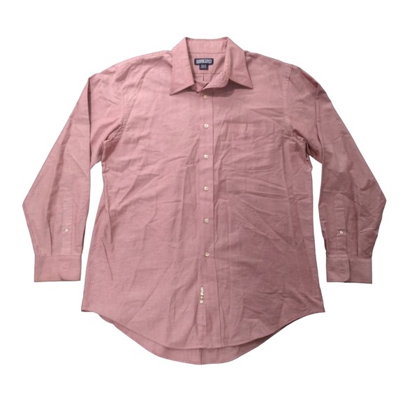 Land's End Men's Long Sleeve Maroon Button Up Dress Shirt Size L 16.5 (35) - Picture 2 of 6